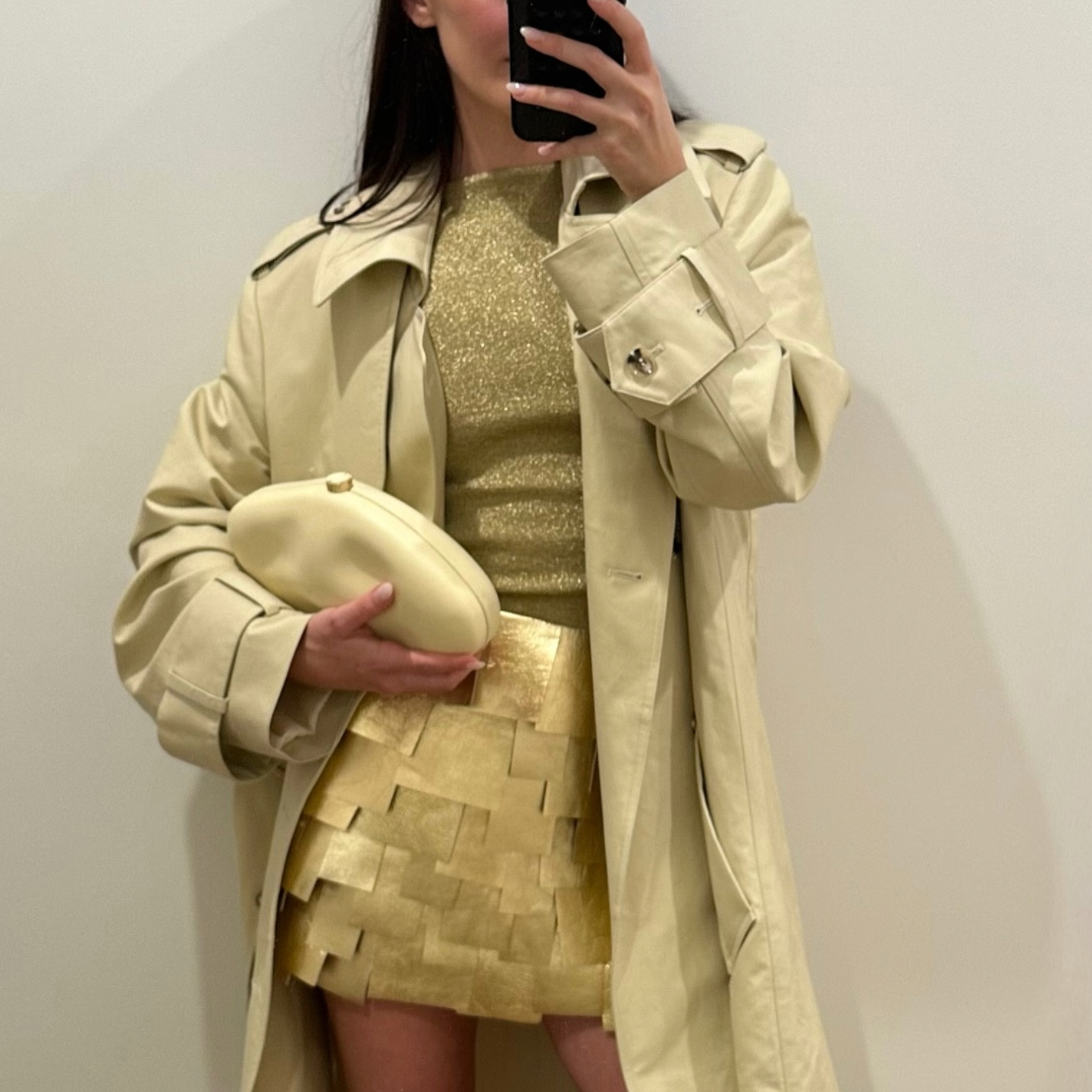 Liv Perez in a butter yellow Cult Gaia top and skirt